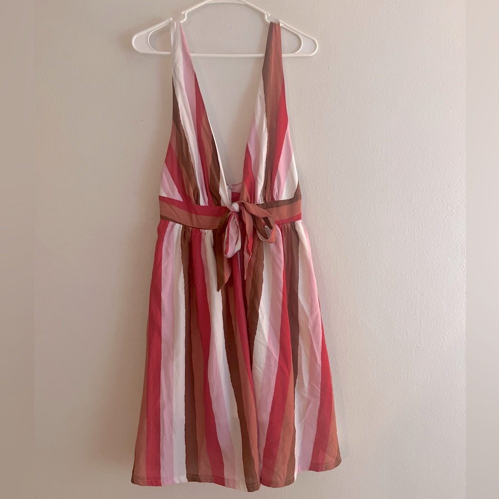 Aakaa Striped Mini Dress